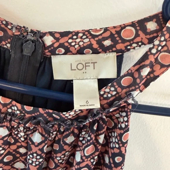 LOFT Pink Geometric Halter Midi Dress With Layering Materials Size 6 - Picture 4 of 5